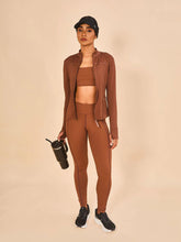 Load image into Gallery viewer, Model Front: Uv Line Fitness Bottom Legging Fit Aspen Brown Upf50+