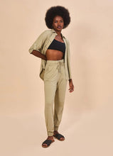 Load image into Gallery viewer, Model Front: Uv Line Shirtdress Shirt Copa Sand Upf50+
