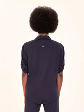 Load image into Gallery viewer, Model Back: Uv Line Shirtdress Shirt Copa Black Upf50+