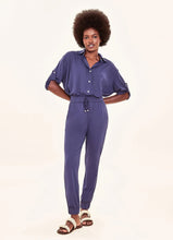 Load image into Gallery viewer, Model Front: Uv Line Beach Trousers Pants Fem Basic Navy Blue Upf50+