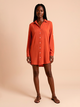 Load image into Gallery viewer, Model Front: Uv Line Shirtdress Shirtdress Copenhagen Pitanga Upf50+