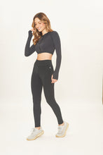 Load image into Gallery viewer, Image 02: Uv Line Fitness Bottom Legging Fit Aspen Black Upf50+