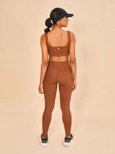 Load image into Gallery viewer, Model Back: Uv Line Fitness Bottom Legging Fit Aspen Brown Upf50+