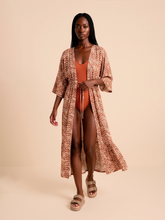 Load image into Gallery viewer, Model Front: Uv Line Shirtdress Long Shirtdress Tie Dye Pitanga Upf50+
