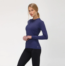 Load image into Gallery viewer, Image 02: Uv Line Rash Guard Longsleeve Uvpro Fem Navy Blue Upf50+
