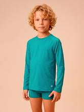 Load image into Gallery viewer, Gallery: Uv Line Rash Guard Longsleeve Uvpro Kids Green Sea Upf50+

