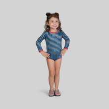 Load image into Gallery viewer, Model Front: Uv Line Baby Swimwear Macaquinho Baby Listras Upf50+
