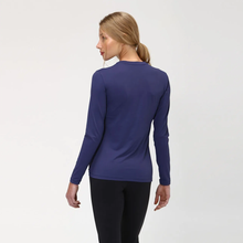 Load image into Gallery viewer, Model Back: Uv Line Rash Guard Longsleeve Uvpro Fem Navy Blue Upf50+
