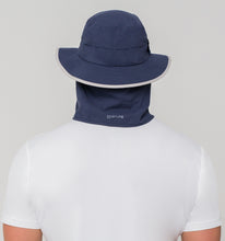 Load image into Gallery viewer, Model Back: Uv Line Flap Hat Chapeu Kansas Nac Marinho/Cinza
