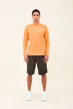 Load image into Gallery viewer, Model Front: Uv Line Rash Guard Longsleeve Uvpro Masc Orange Upf50+
