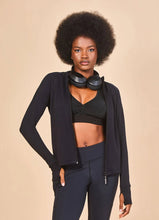 Load image into Gallery viewer, Gallery: Uv Line Rash Guard Jacket Fem New Fit Black Upf50+
