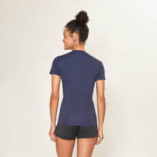 Load image into Gallery viewer, Model Back: Uv Line Fitness Top Sport Fit Fem Marinho Upf50+
