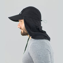 Load image into Gallery viewer, Model Back: Uv Line Flap Hat Neck Cap Africa 2021 Masc Black Upf50+

