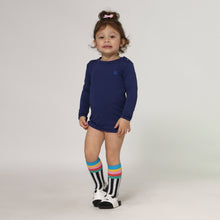 Load image into Gallery viewer, Model Front: Uv Line Rash Guard Longsleeve Baby Navy Blue Upf50+
