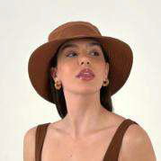 Load image into Gallery viewer, Product Front: Uv Line Bucket Hat Hat California Fem Cognac Upf50+
