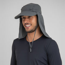 Load image into Gallery viewer, Model Front: Uv Line Flap Hat Cap Leg Atacama 2021 Masc Grey Upf50+
