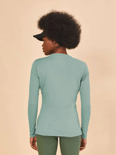 Load image into Gallery viewer, Model Back: Uv Line Rash Guard Longsleeve Fem New Fit Verde Agua Upf50+

