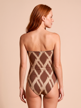 Load image into Gallery viewer, Model Back: Uv Line One-Piece Swimsuit Bandeau Diamond Upf50+
