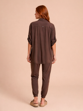 Load image into Gallery viewer, Model Back: Uv Line Shirtdress Shirt Copa Brown Upf50+
