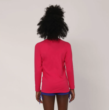 Load image into Gallery viewer, Model Back: Uv Line Rash Guard Longsleeve Uvpro Kids Pink Upf50+
