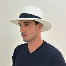 Load image into Gallery viewer, Image 06: Uv Line Panama Hat Hat Shanghai Imp Uni White Black Upf50+
