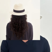 Load image into Gallery viewer, Model Back: Uv Line Panama Hat Hat Shanghai Imp Uni White Black Upf50+
