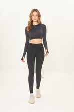 Load image into Gallery viewer, Model Front: Uv Line Fitness Bottom Legging Fit Aspen Black Upf50+

