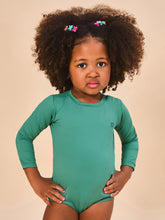 Load image into Gallery viewer, Model Front: Uv Line Baby Swimwear Baby Longsleeve Swimsuit Deep Sea Upf50+
