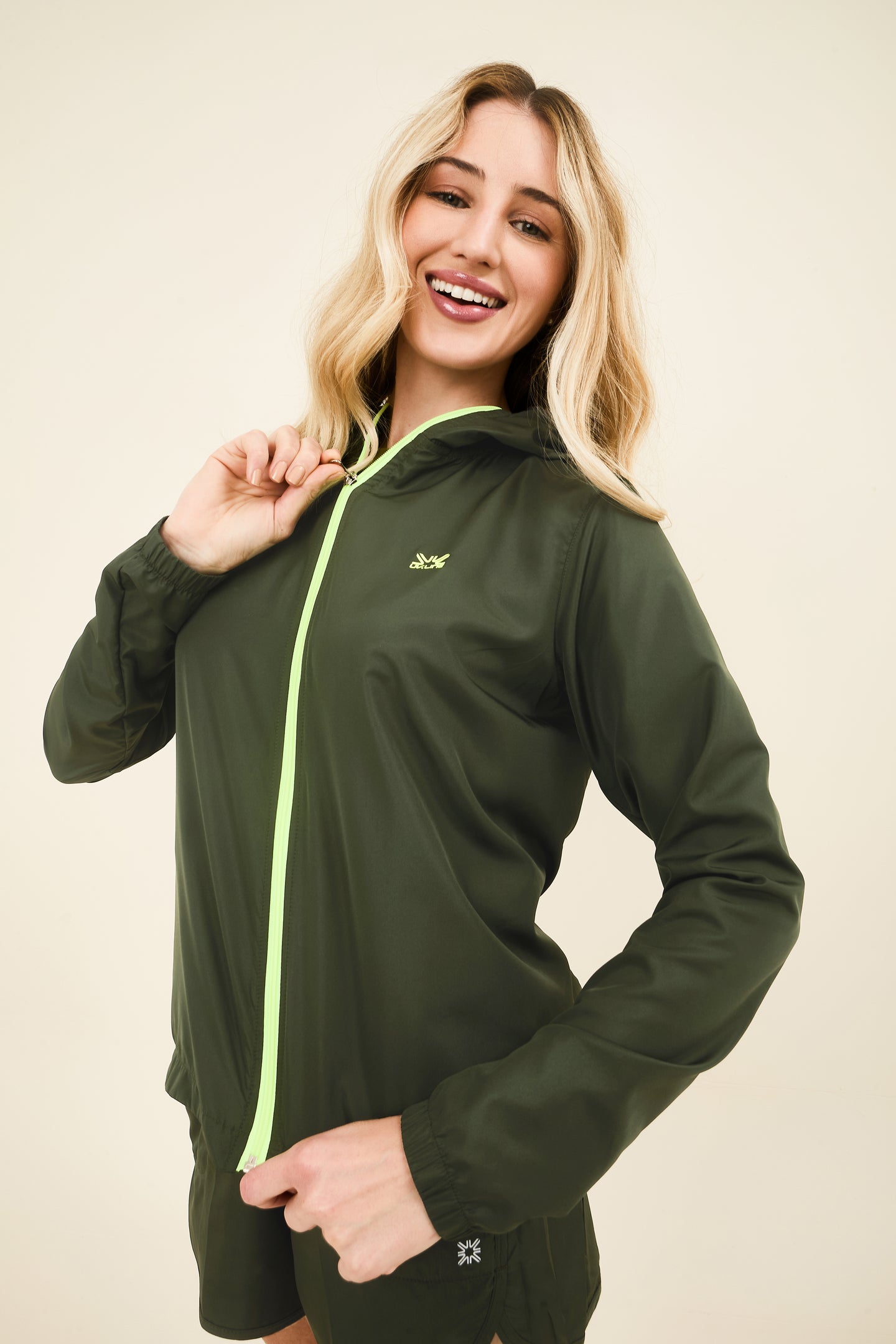 Gallery: Uv Line Fitness Cover Up Bag-Foldable Windbreaker Jacket Verde Militar