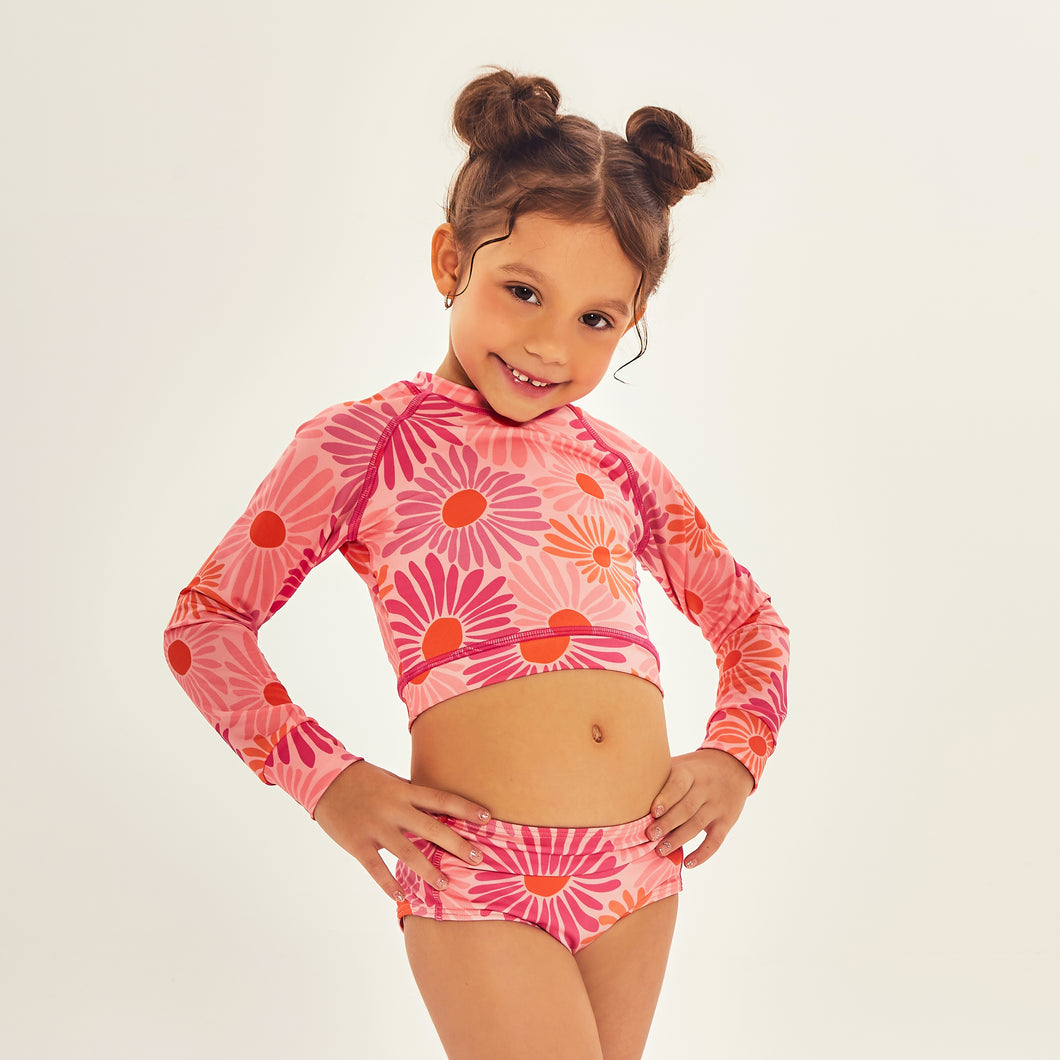 Model Front: Uv Line Girl's Two-Piece Bikini Girl Solar Rose