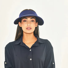 Load image into Gallery viewer, Model Front: Uv Line Visor Grecia Navy Fit Upf50+
