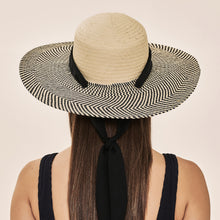 Load image into Gallery viewer, Model Back: Uv Line Panama Hat Ibiza Areia Preto Upf50+
