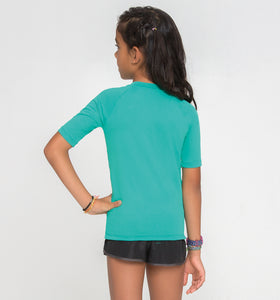 Model Back: Uv Line Rash Guard Kids Fpu50+ Uvpro Short Sleeve T-Shirt Mint Green Uv