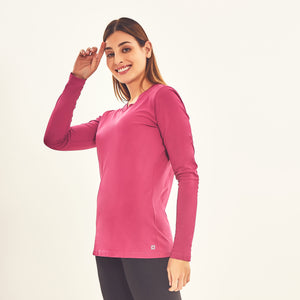 Image 02: Uv Line Rash Guard Longsleeve Sport Fit Fuchsia Upf50+