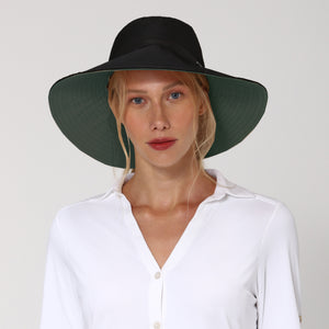 Model Front: Uv Line Floppy Hat San Diego Preto Verde Upf50+