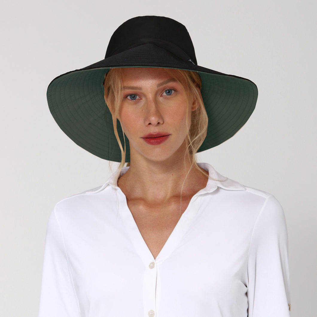 Model Front: Uv Line Floppy Hat San Diego Preto Verde Upf50+