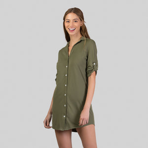 Image 02: Uv Line Maxi Dresses Shirtdress Copenhagen Verde Militar Upf50+