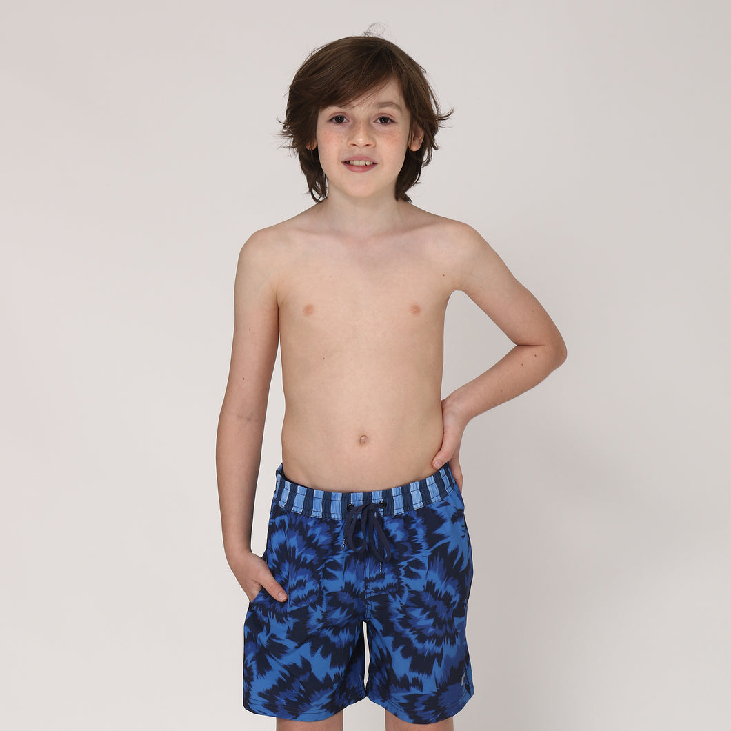 Model Front: Uv Line Boy's Swimwear Short Acqua Oceano Inf Upf50+