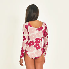 Load image into Gallery viewer, Model Back: Uv Line Girl&#39;s One-Piece Swimsuit Flores Upf50+
