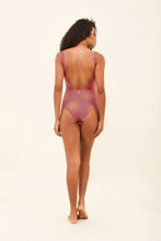 Load image into Gallery viewer, Model Back: Uv Line One-Piece Swimsuit Shine Malva
