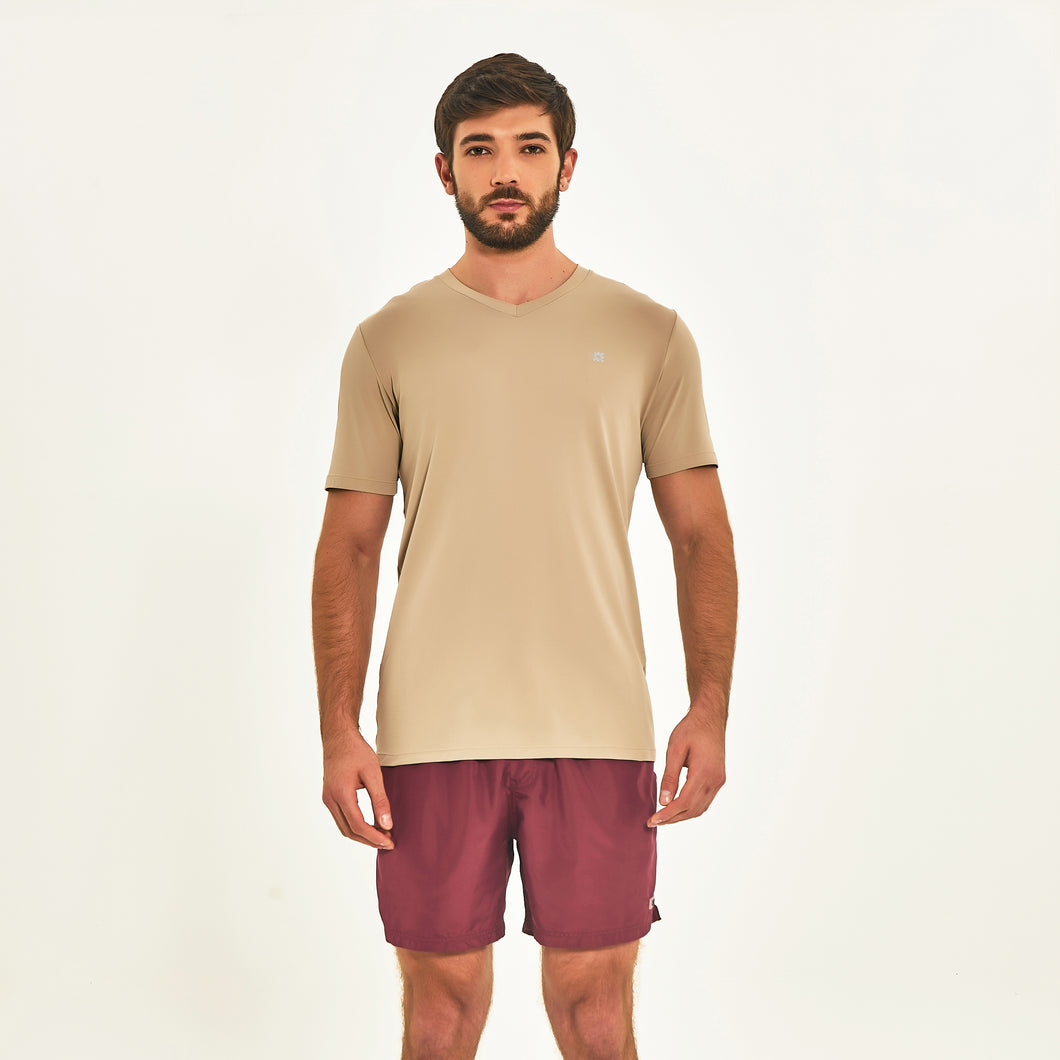 Model Front: Uv Line Fitness Top T-Shirt Sport Fit Areia Upf50+