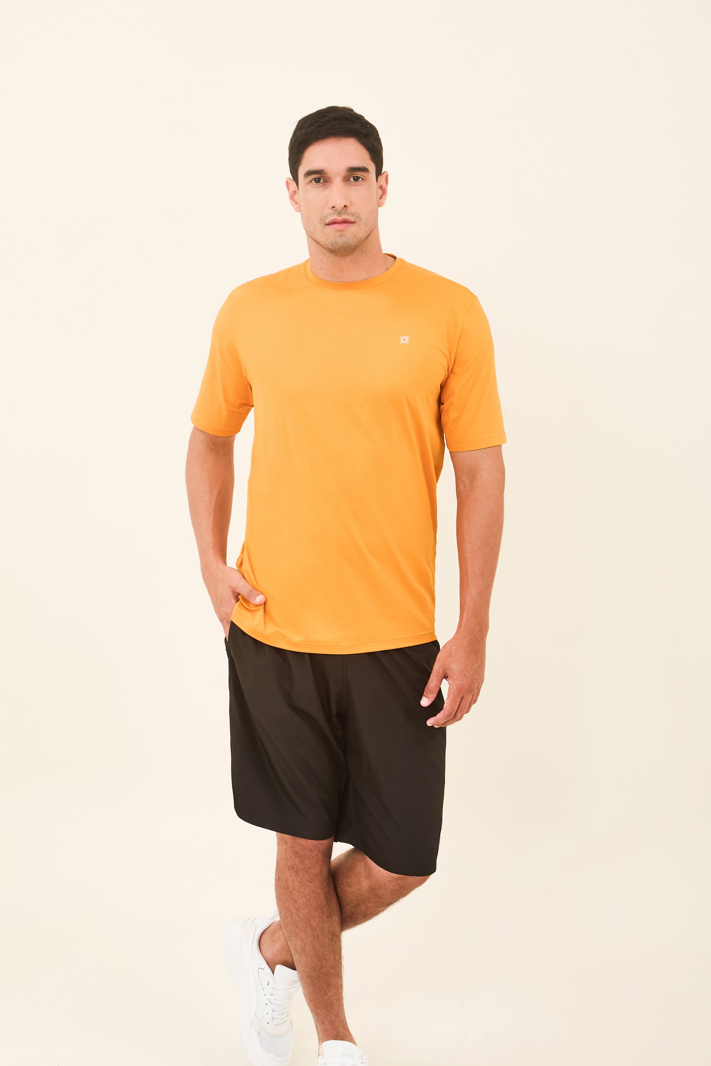 Model Front: Uv Line T-Shirt For Men T-Shirt Uvpro Laranja Upf50+
