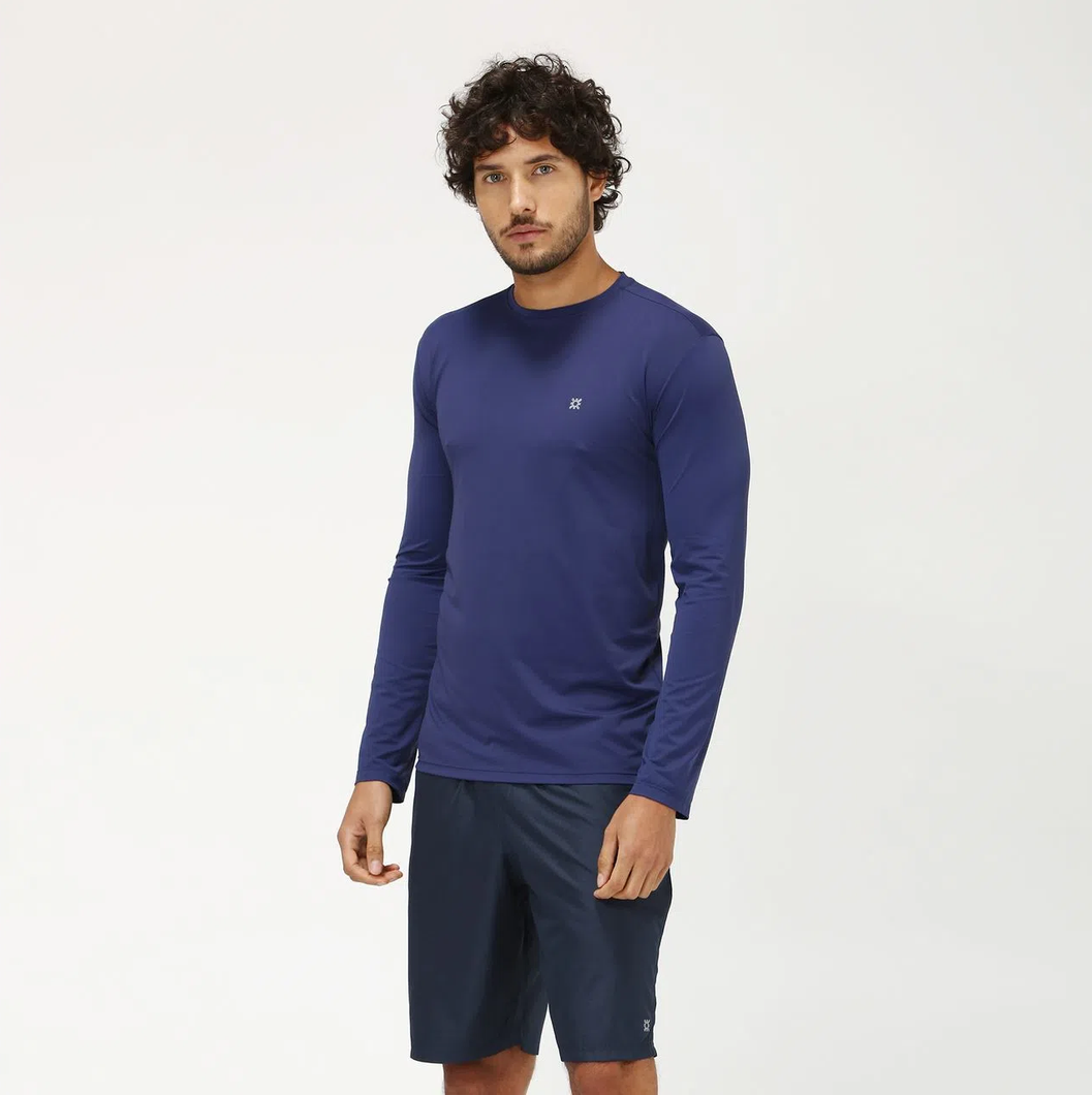 Model Front: Uv Line Rash Guard Uvpro Br Ml Marinho Msc